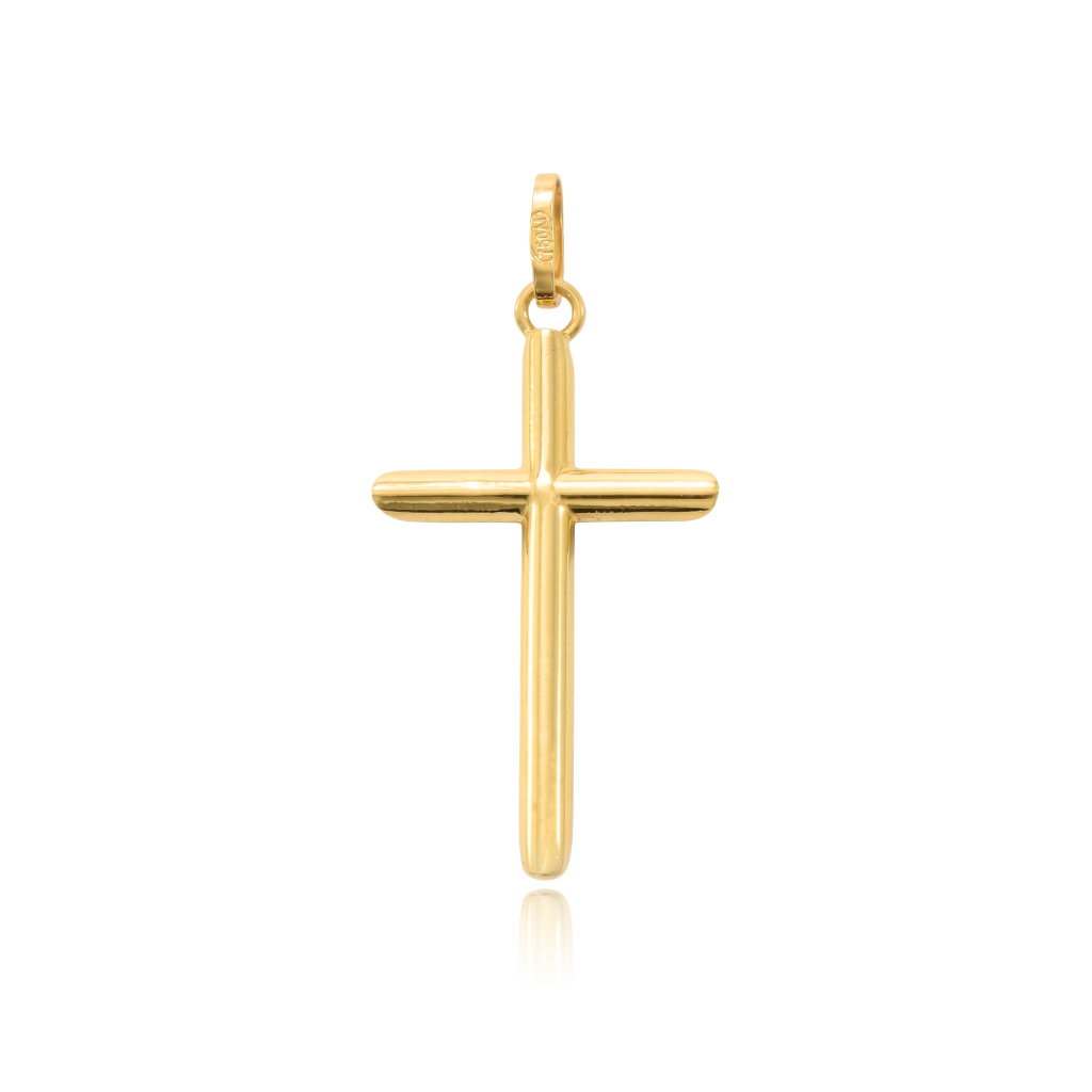 Cruz de oro amarillo 18k tubo