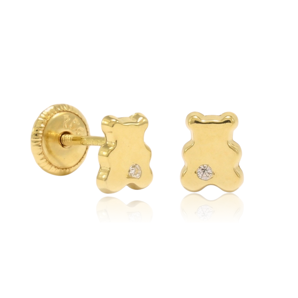Pendientes de bebé oso oro de 18k
