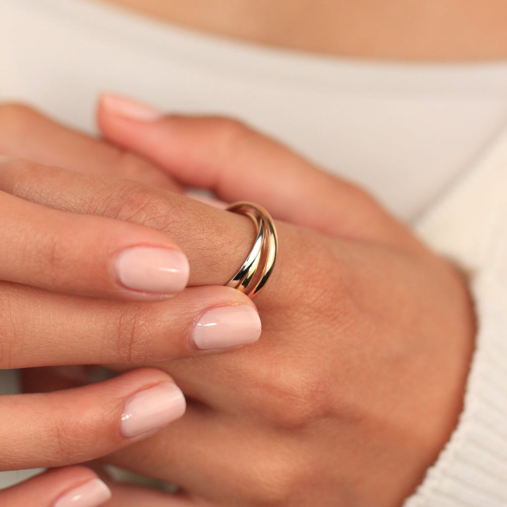 Sortija tricolor oro 18k