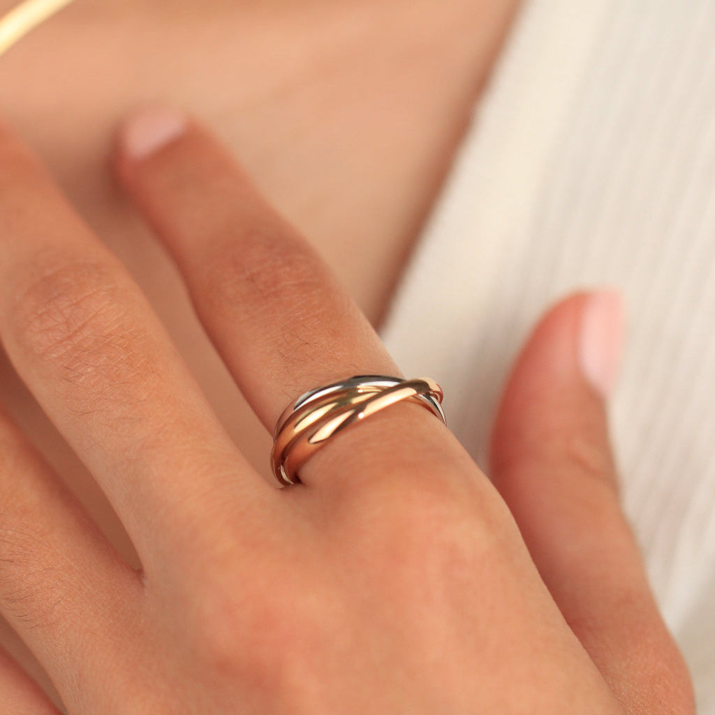 Anillo tricolor oro 18k