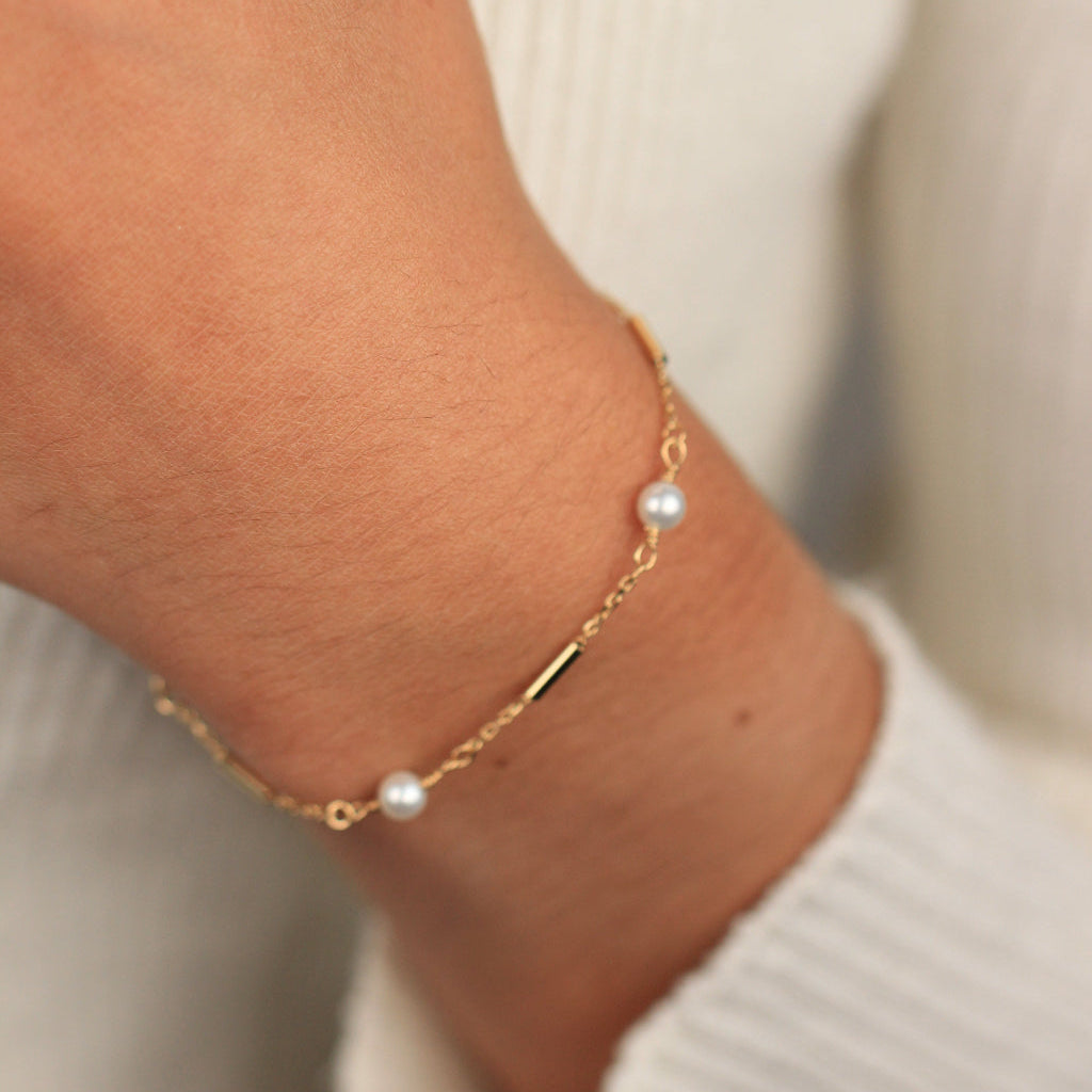 Pulsera oro amarillo y perlas cultivadas pamplona