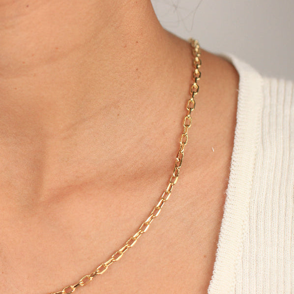 Cadena oro amarillo 18k eslabón alargado