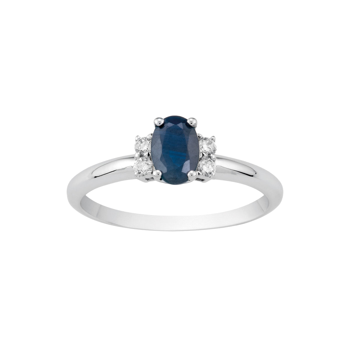 anillo de oro blanco 18kt con zafiro y diamantes. Joyería Pamplonaa