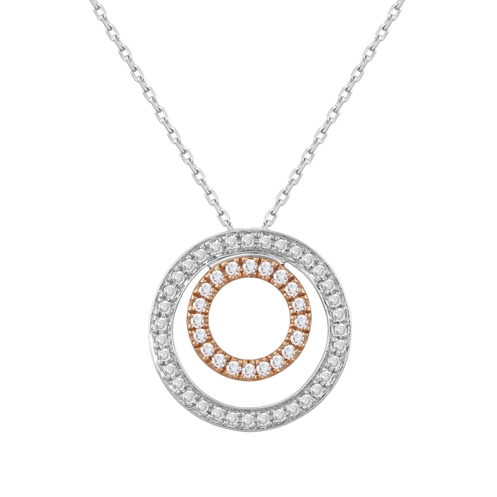 Collar de oro blanco con diamantes y oro rosa