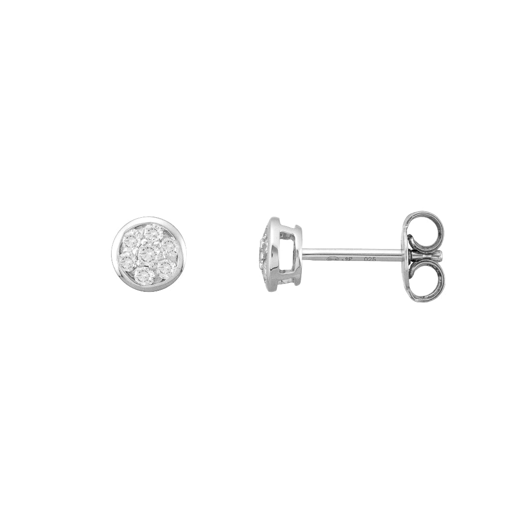 Pendientes en oro blanco de 18 quilates en forma de pavé cuajado de diamantes. Joyería Pamplona.