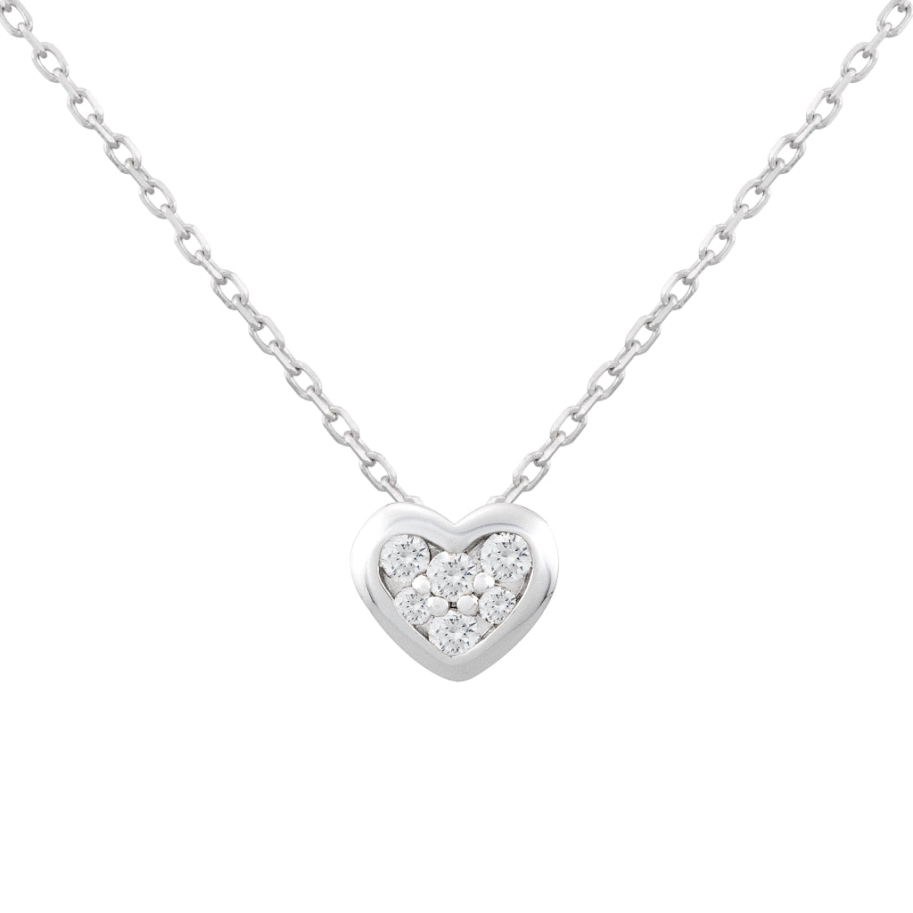colgante de corazón de oro blanco con diamantes joyería Pamplona