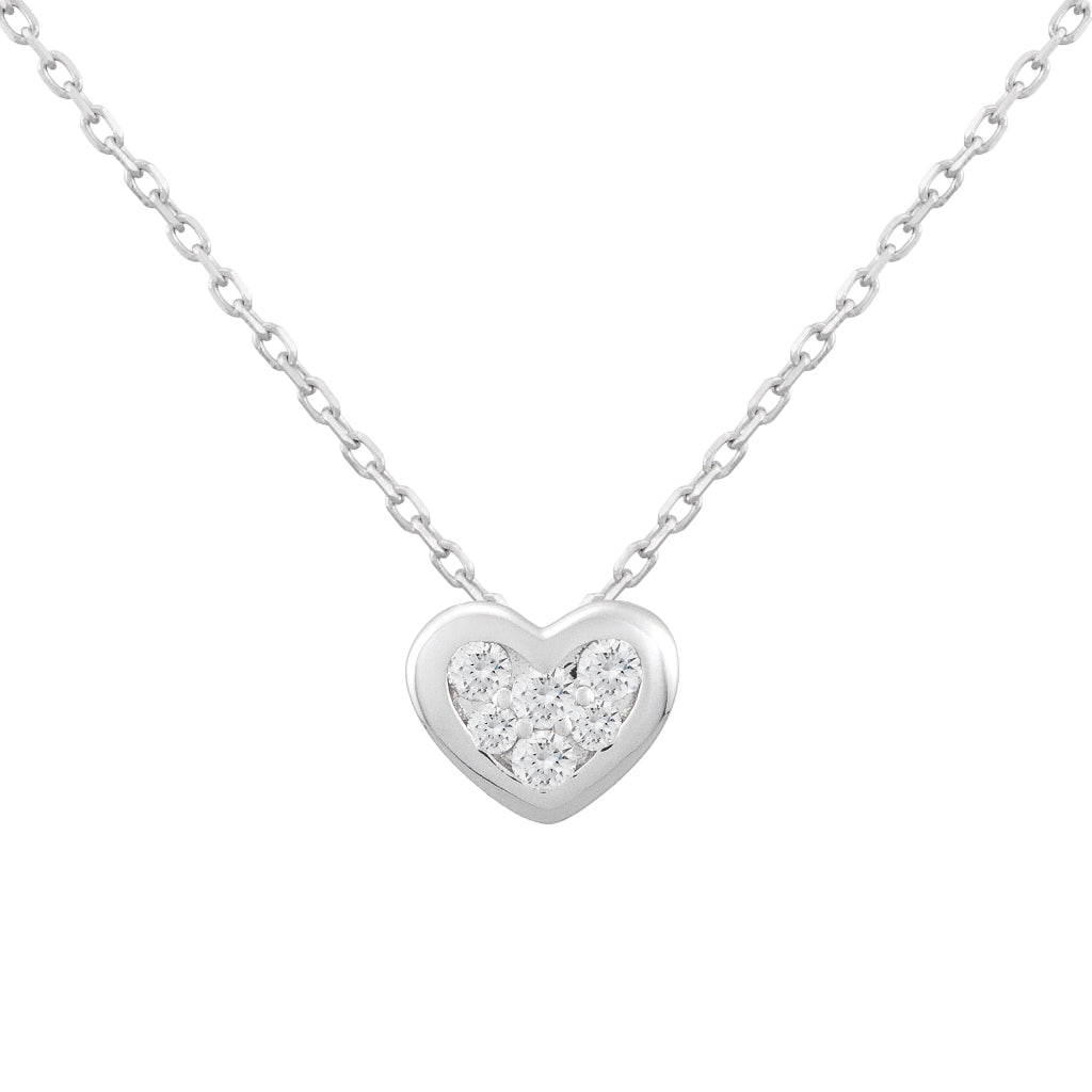 colgante de corazón de oro blanco con diamantes joyería Pamplona