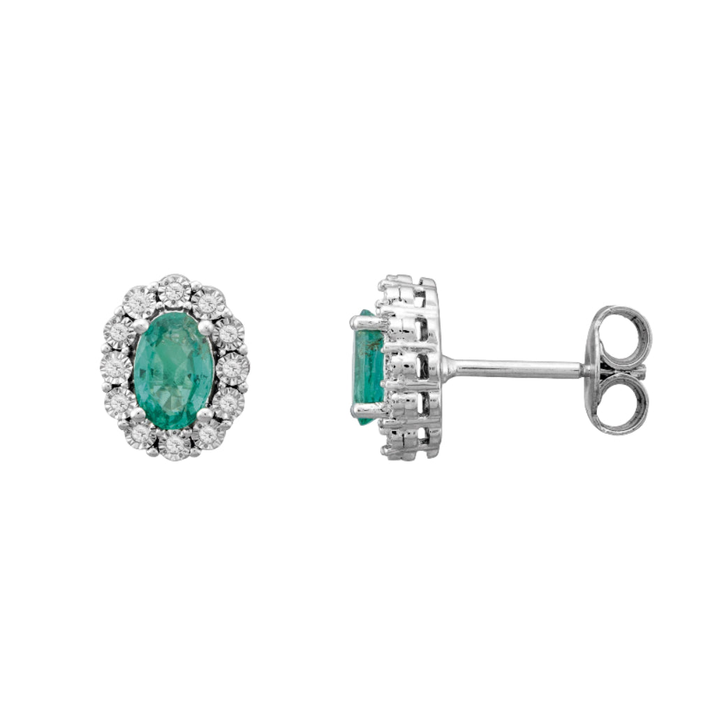 oro blanco con diamante y esmeralda