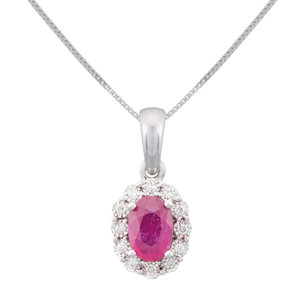 gargantilla en oro blanco de 18kt con rubí Pamplona