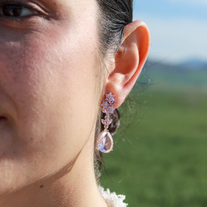 pendientes de novia en plata y circonita rosa joyería pamplona