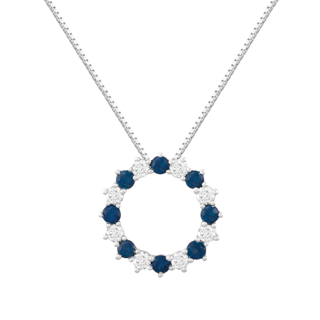 oro blanco con zafiro y diamante 