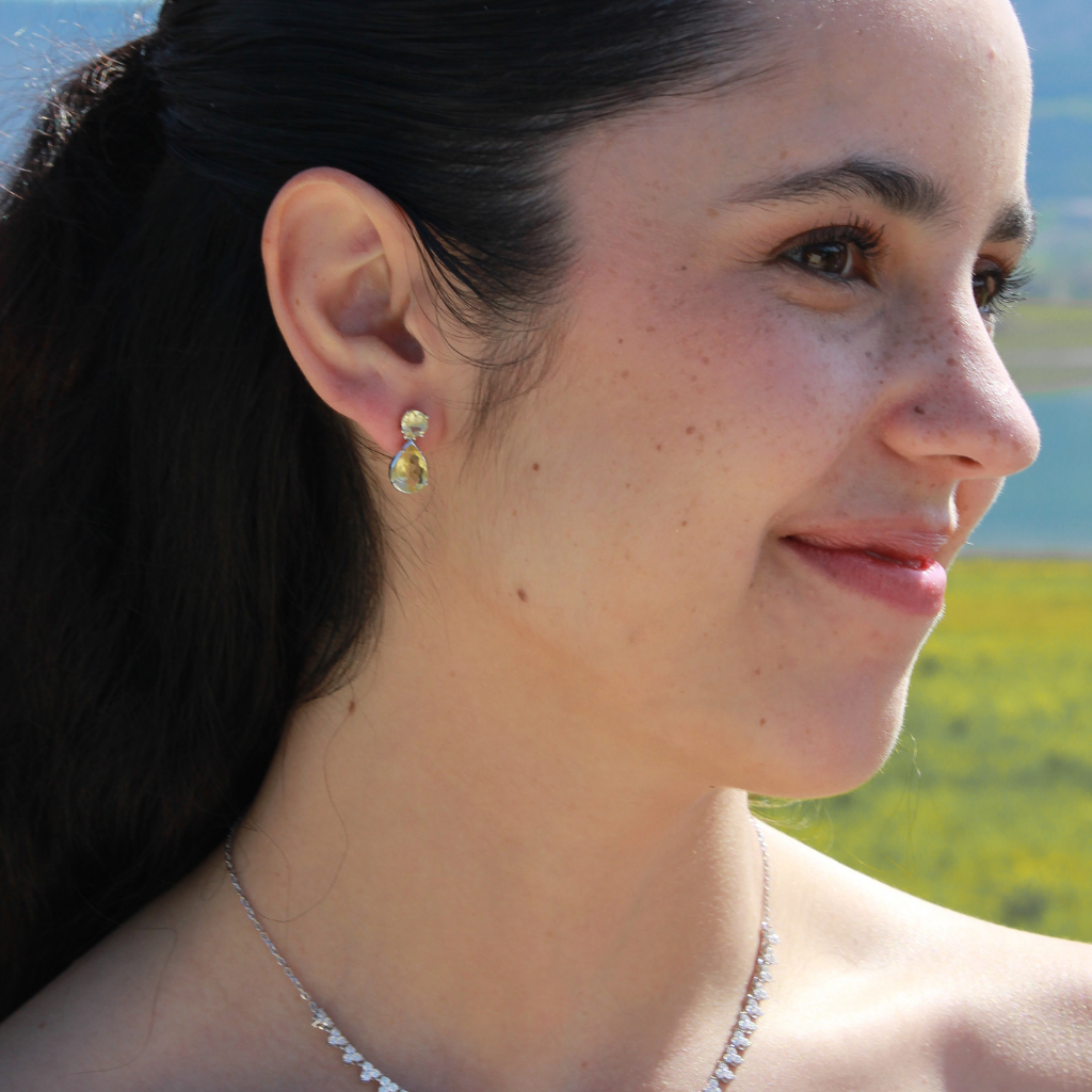 Pendiente amarillos realizados en plata. Joyeria Pamplona