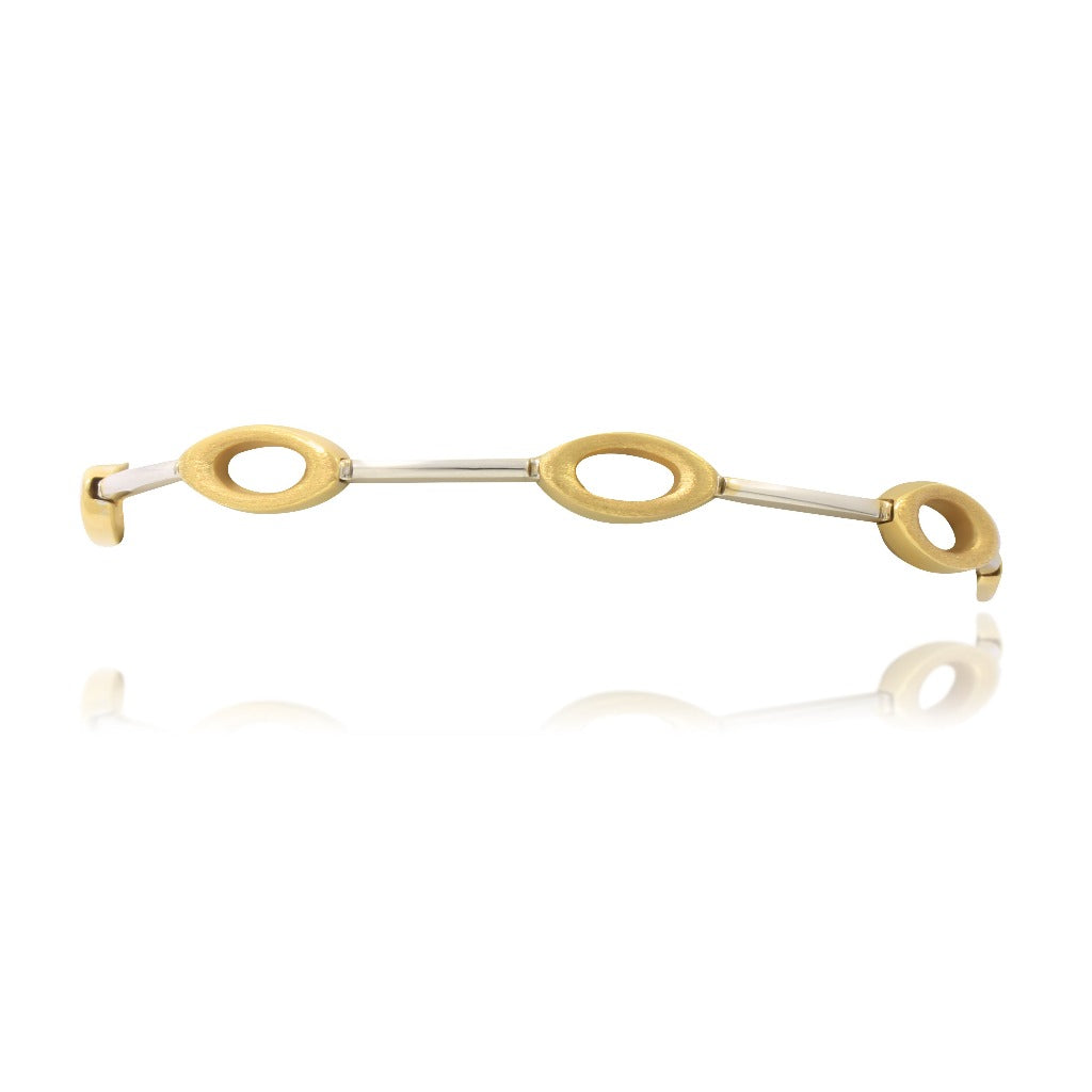 Pulsera de oro blanco y amarillo 18kt pamplona