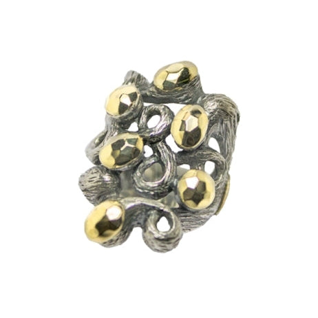 Anillo de plata de primera ley (925) con oro de 9k