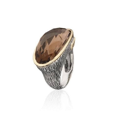 Anillo de plata de ley 925 y oro 9ct con cuarzo