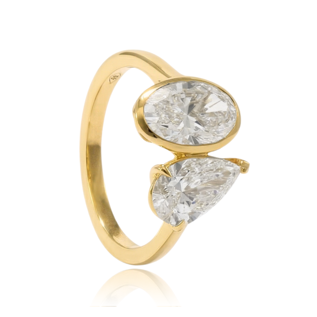 anillo de compromiso oro amarillo 18k con diamantes de laboratorio
