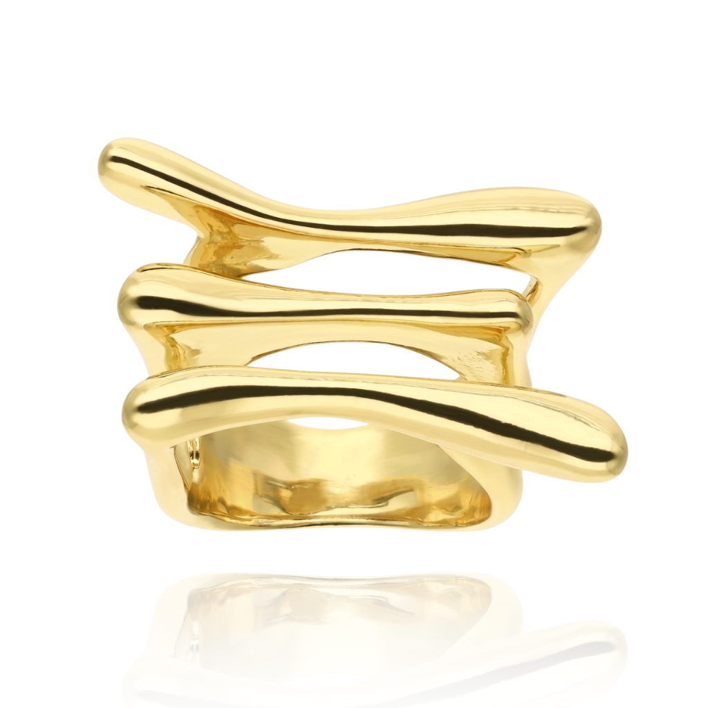 Anillo de plata de primera ley (925) chapada en oro amarillo de 18 quilates.