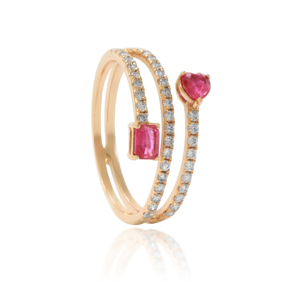 Anillo con zafiro rosa en forma de corazón