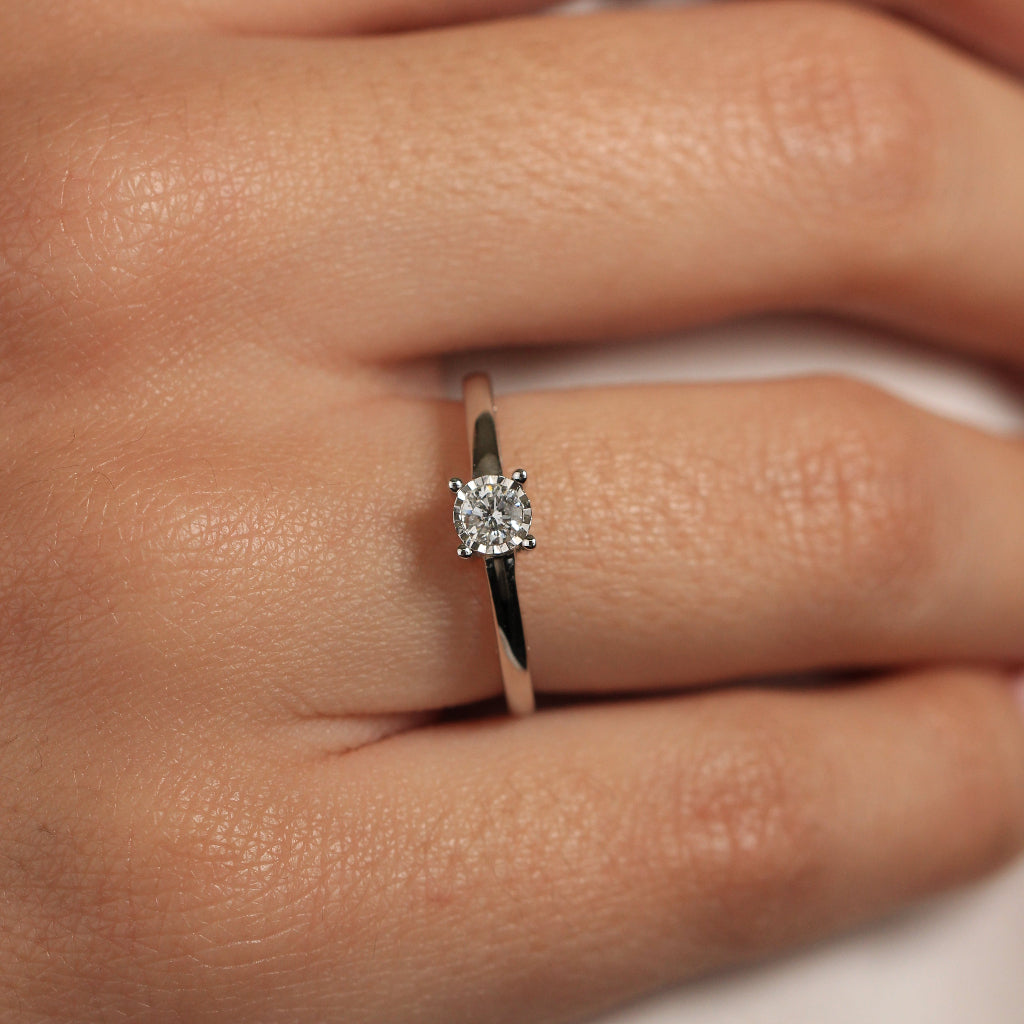 Sortija de pedida de oro blanco 18 quilates