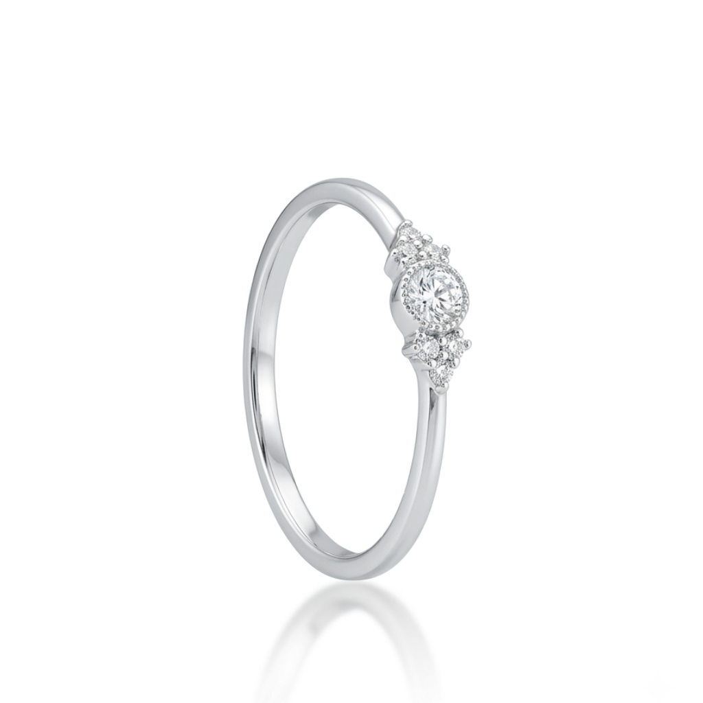 Anillo de oro blanco y diamantes