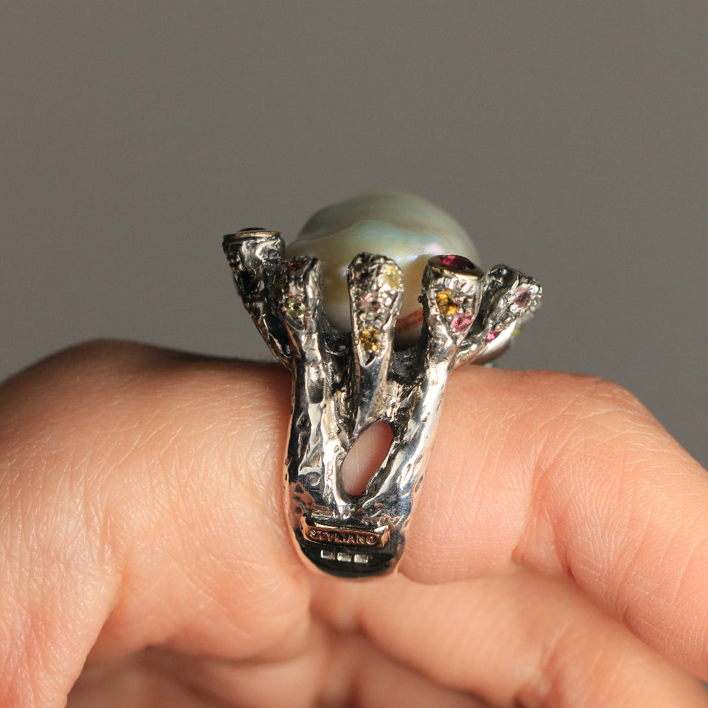 Anillo styliano plata y oro 9k