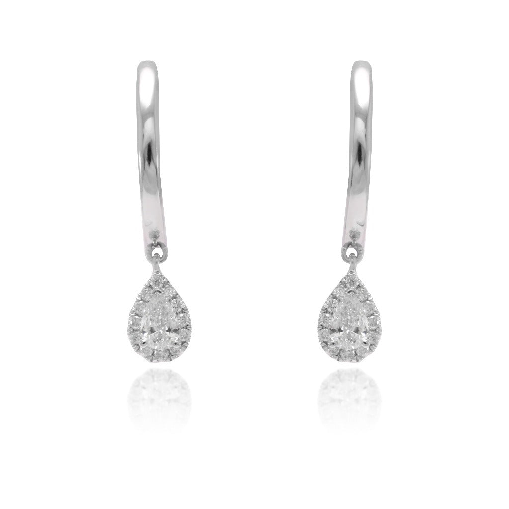 pendientes oro blanco 18kt con lágrima de diamantes joyeria pamplona