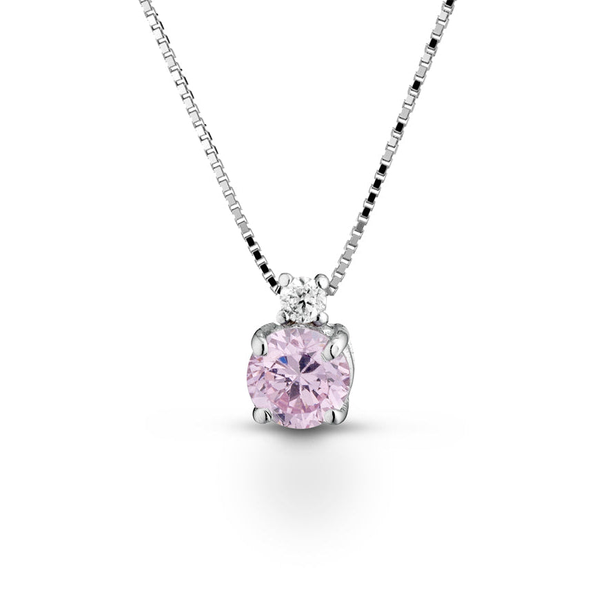 Colgante de cuarzo rosa y diamante. Joyería Pamplona