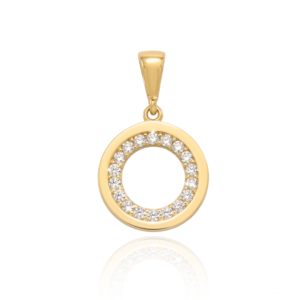 Pendientes realizados en oro amarillo y blanco de 18 quilates con diseño circular pavé de circonitas.
