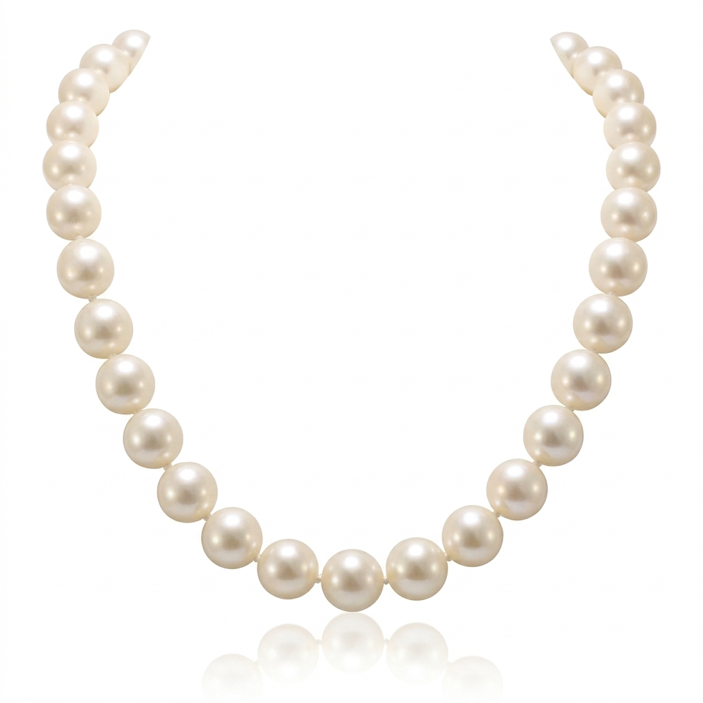Collar gargantilla de perlas cultivadas con cierre realizado en oro blanco de 18k y diez diamantes talla brillante. 