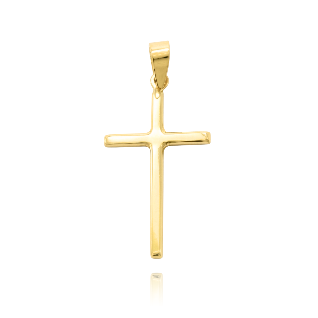Cruz plana oro amarillo 18k comunión 