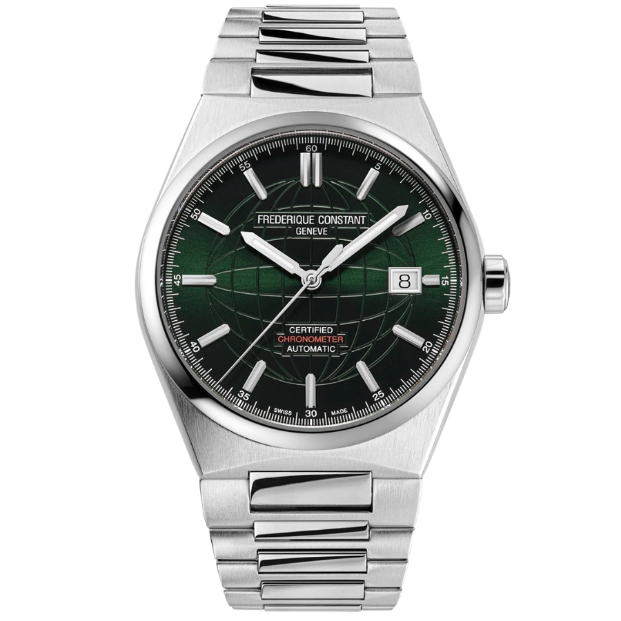Reloj para hombre frederique constant verde con correa de acero inoxidable classics