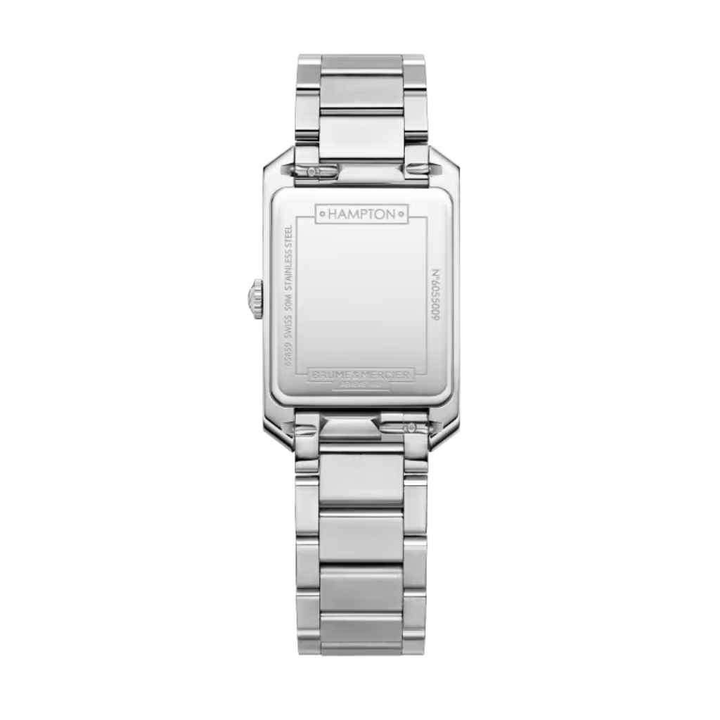 Reloj para mujer Baume &amp; Mercier con brazalete de acero y esfera de nácar blanca con diamantes Swiss Made