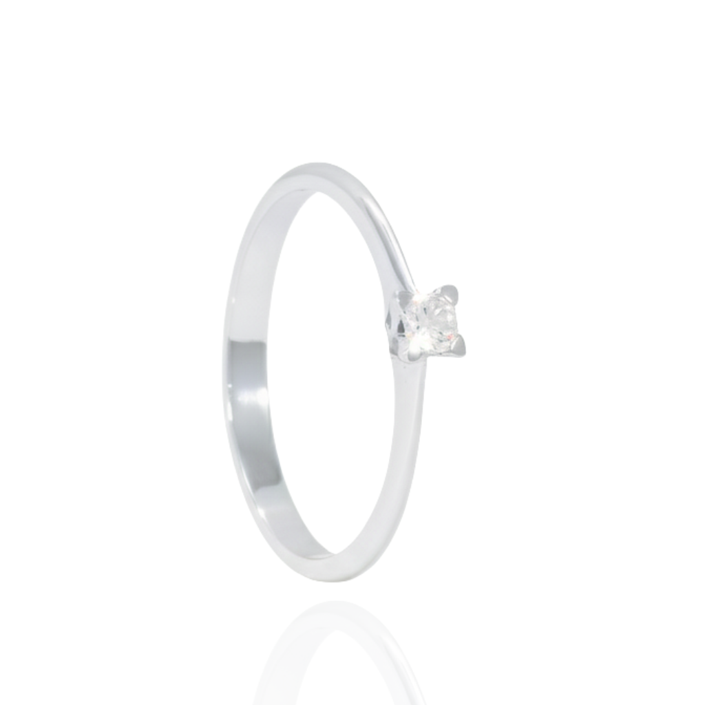 Anillo de compromiso oro blanco con diamante central