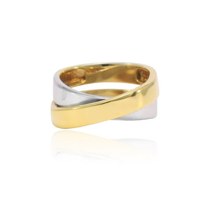 anillo de oro blanco y oro amarillo de 18kt joyería pamplona