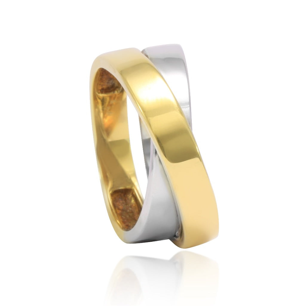 anillo de oro blanco y oro amarillo de 18kt joyería pamplona