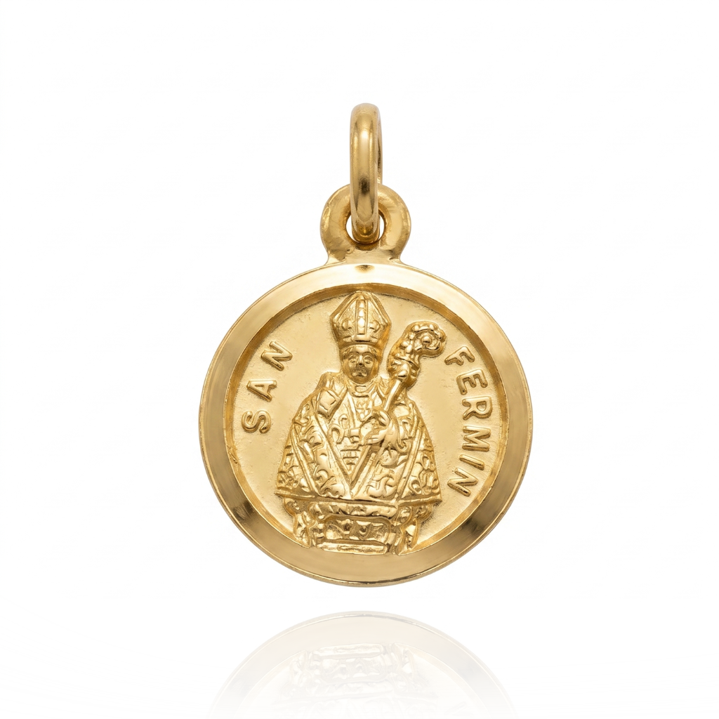 Medalla de San Fermín en oro amarillo de 18 quilates.