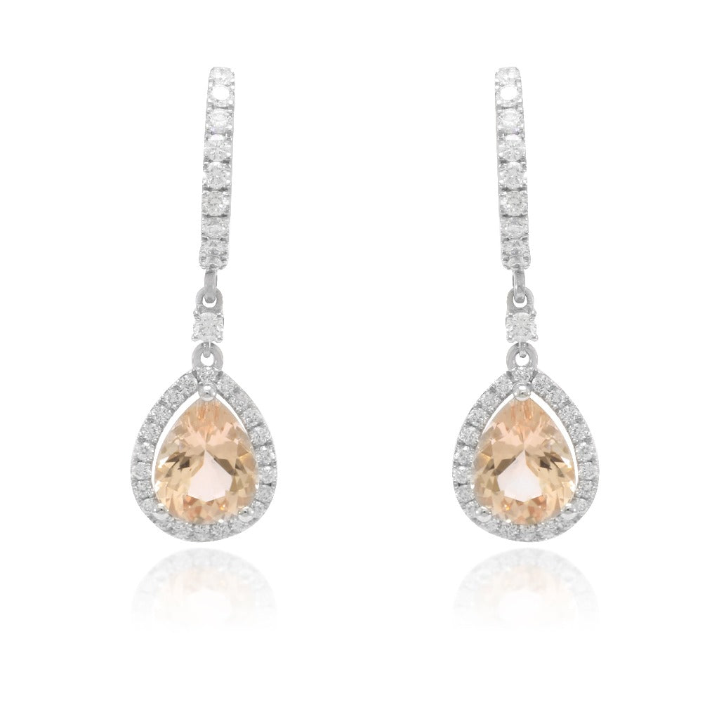 pendientes oro de 18kt con morganita y diamantes joyeria pamplona