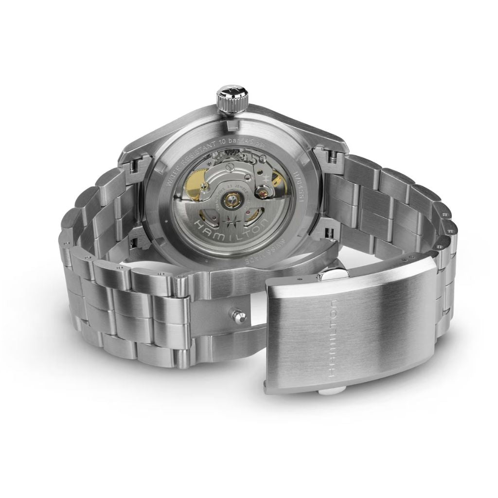 Reloj Hamilton Hamilton Hamilton Khaki Field Auto 38 mm con esfera azul y correa de acero. Joyería Pamplona.