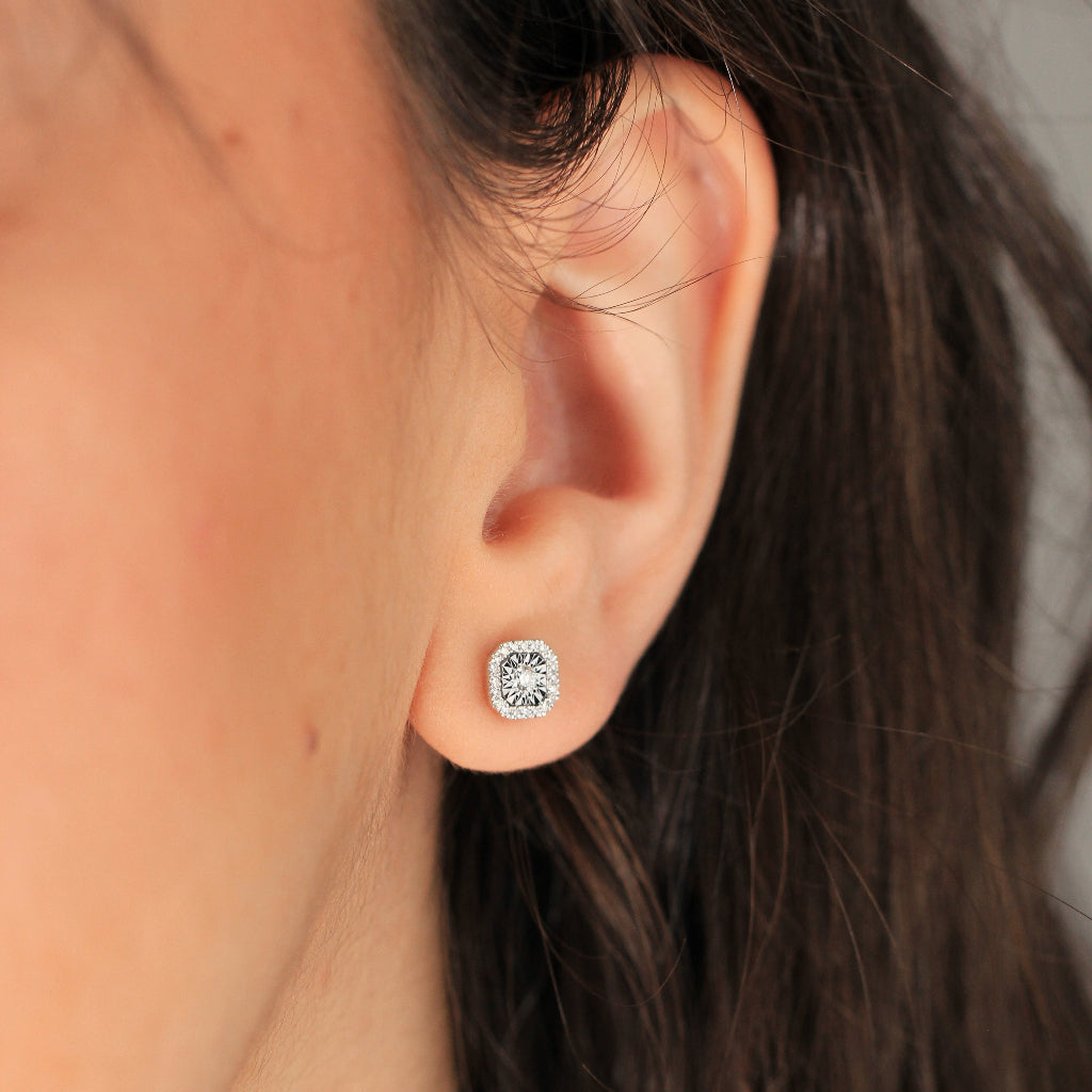 Pendientes oro blanco diamantes