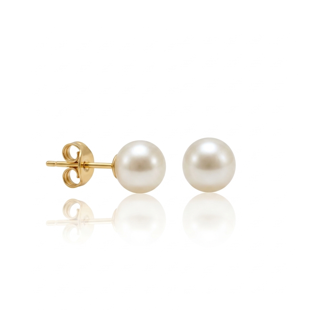 Pendientes de perla Australiana con pernio y presión en oro amarillo de 18 kt.