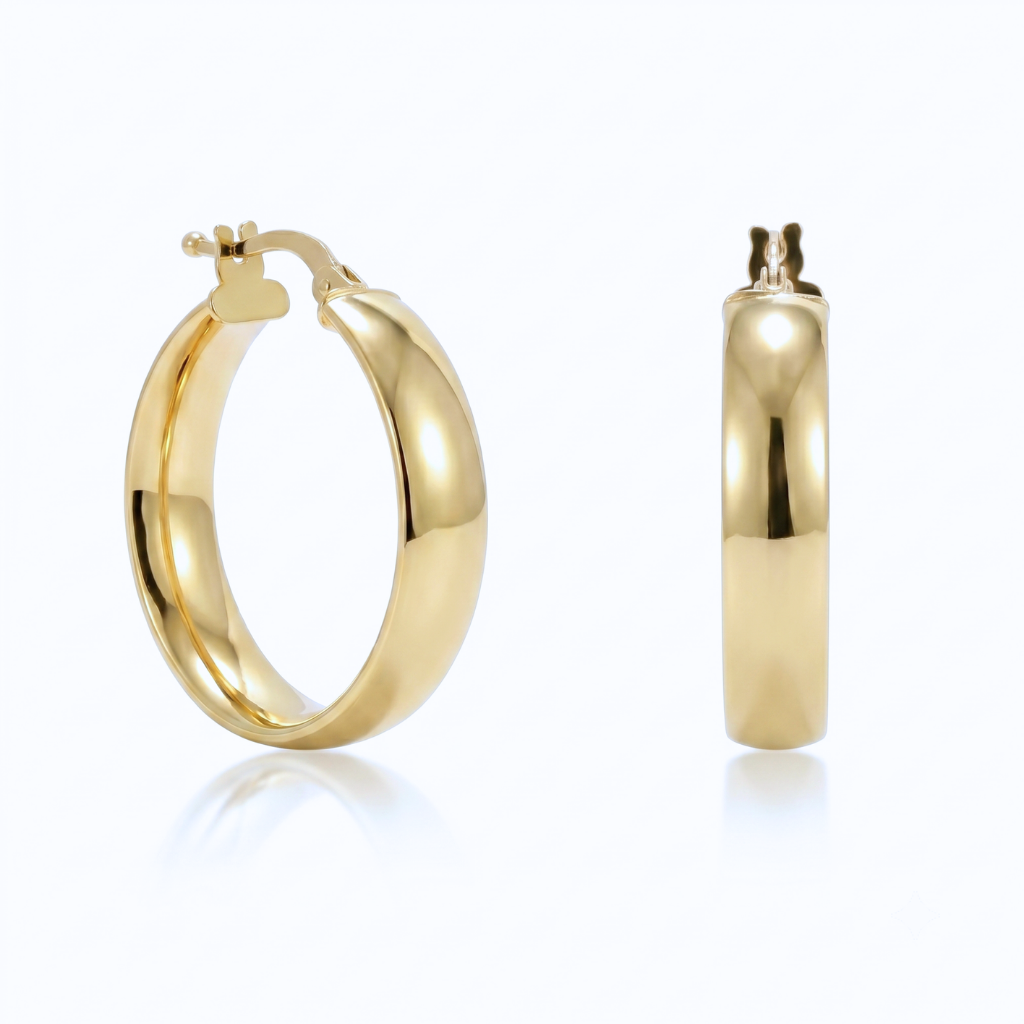 Pendientes de aro realizados en oro amarillo de 18 quilates.