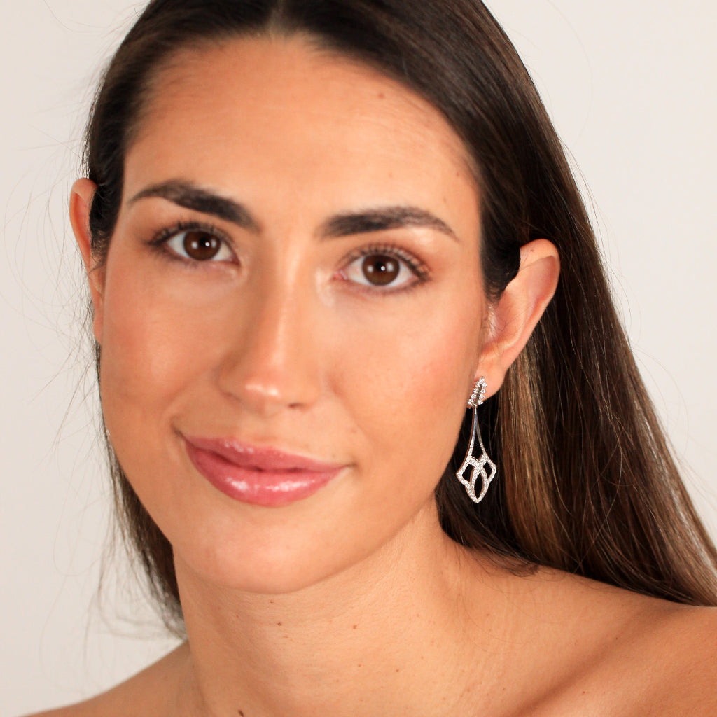 Pendientes de novia oro blanco 18k con duamantes