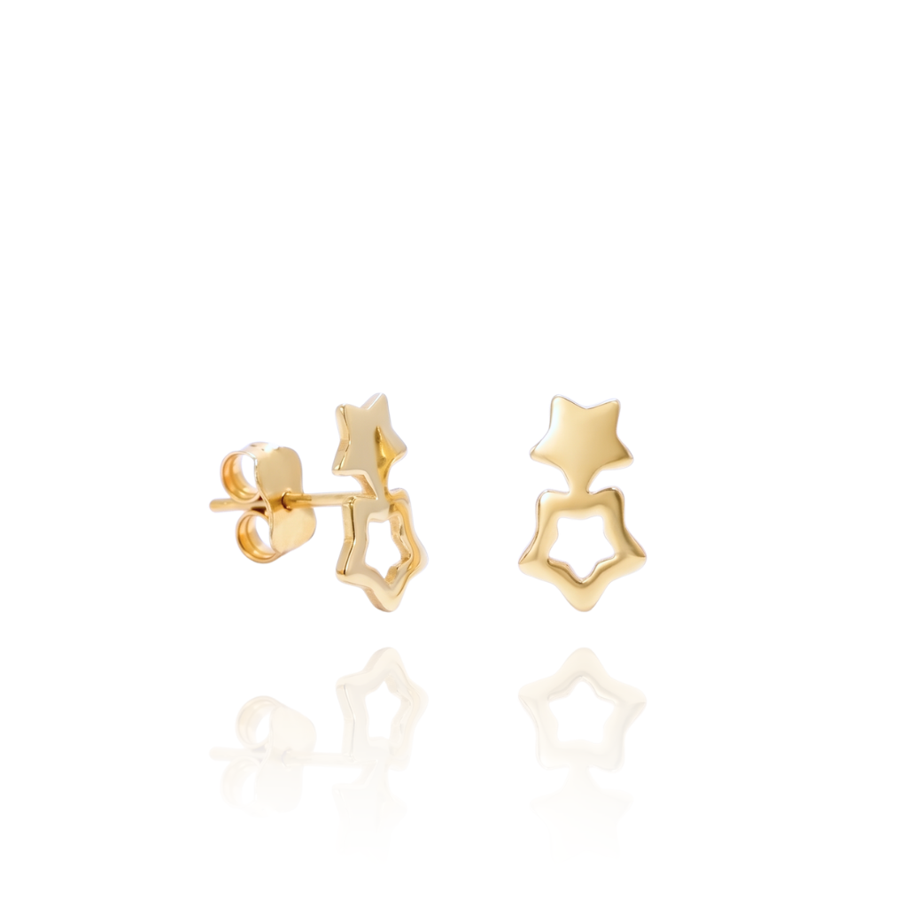 Pendientes de oro amarillo de 18 quilates con motivo de estrellas.