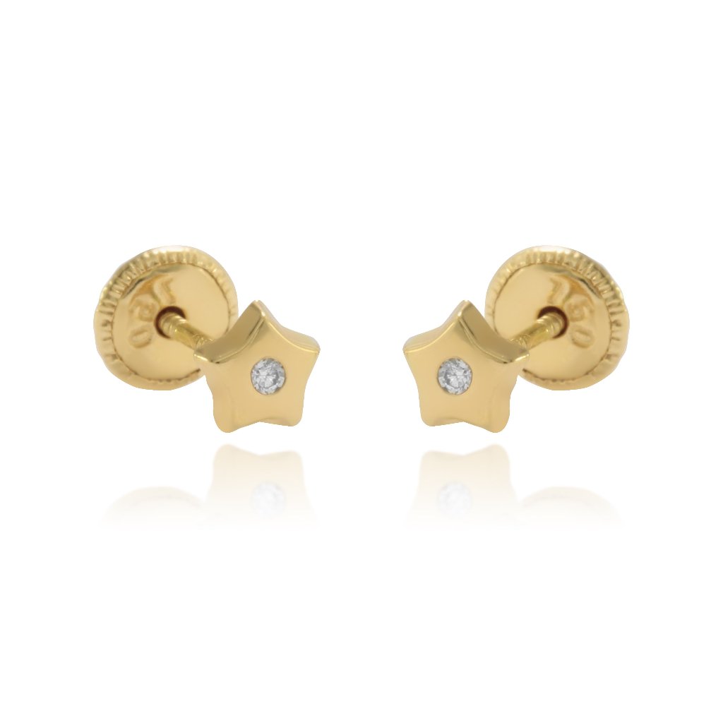 Pendientes de bebé en forma de estrella con diamante