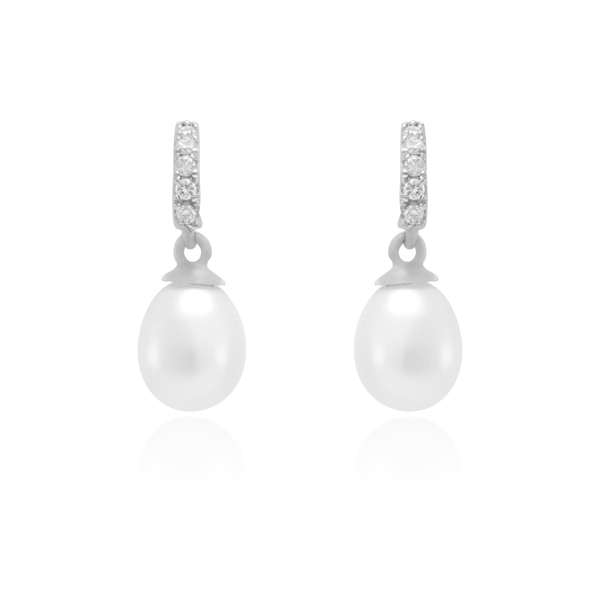 Pendientes de oro blanco, perla y diamantes