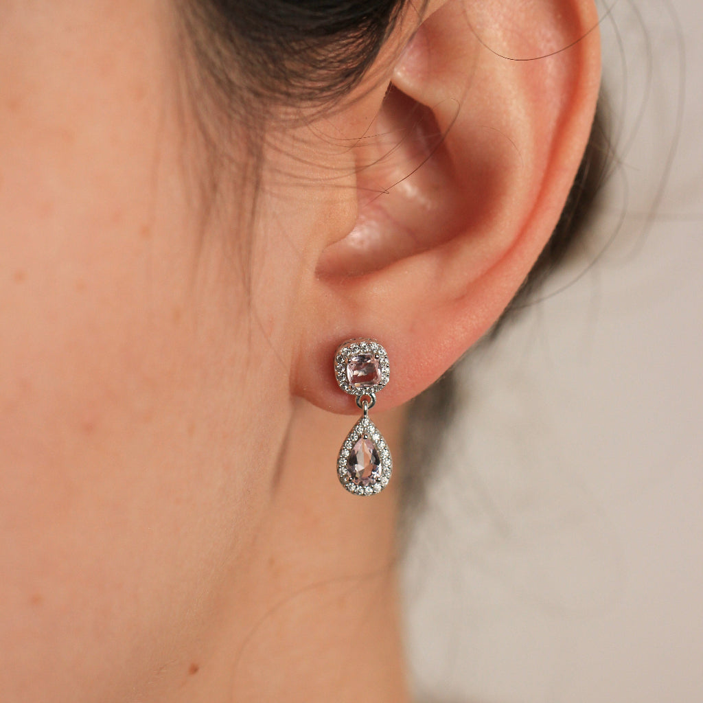 Pendientes de plata de primera ley con circonita en forma de lágrima