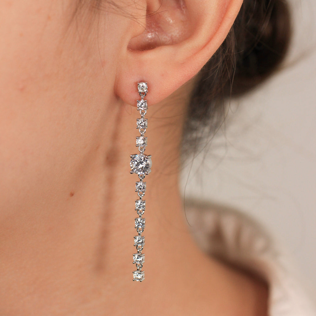 Pendientes para novia en plata de primera ley y circonitas