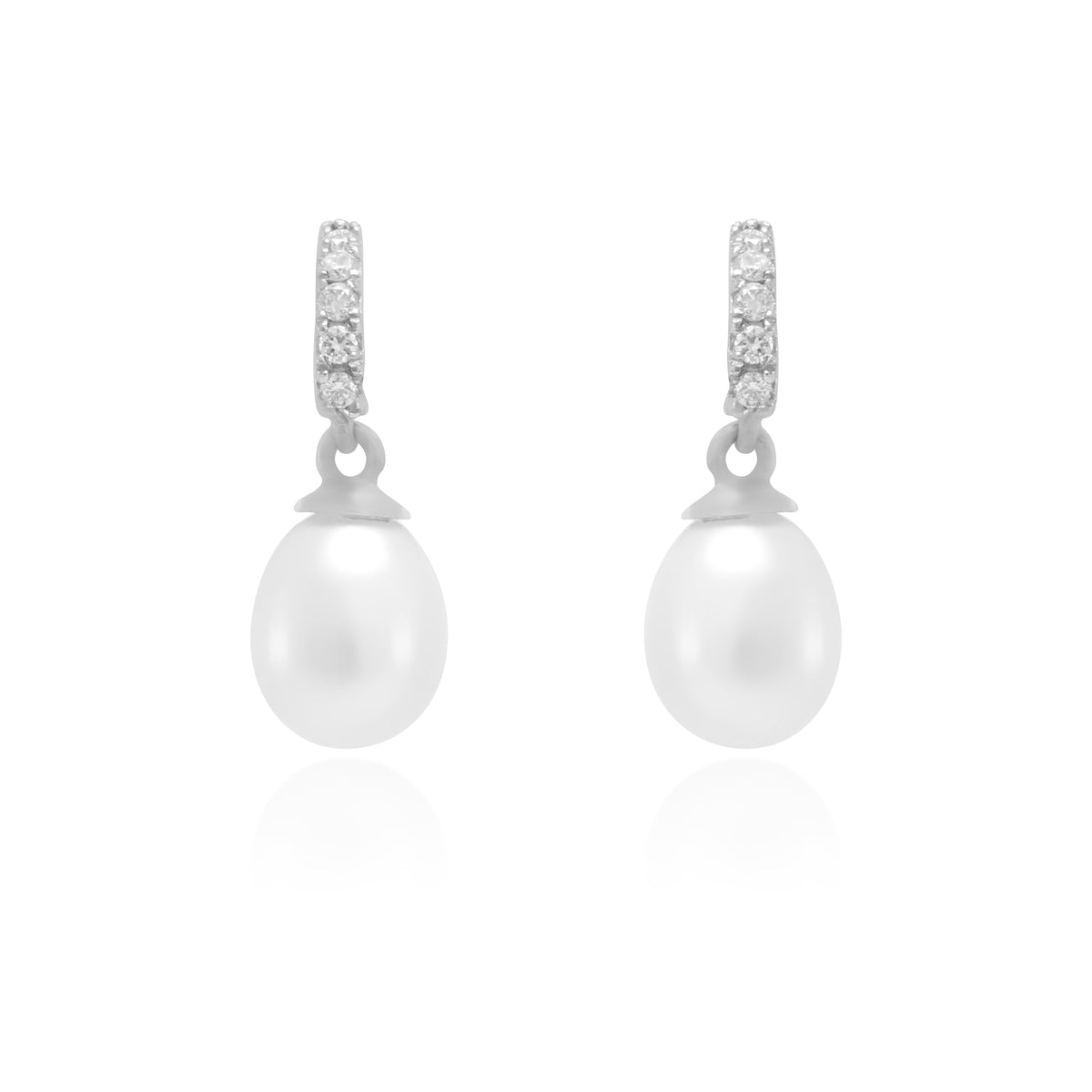 Pendientes de novia oro blanco, perla y diamantes