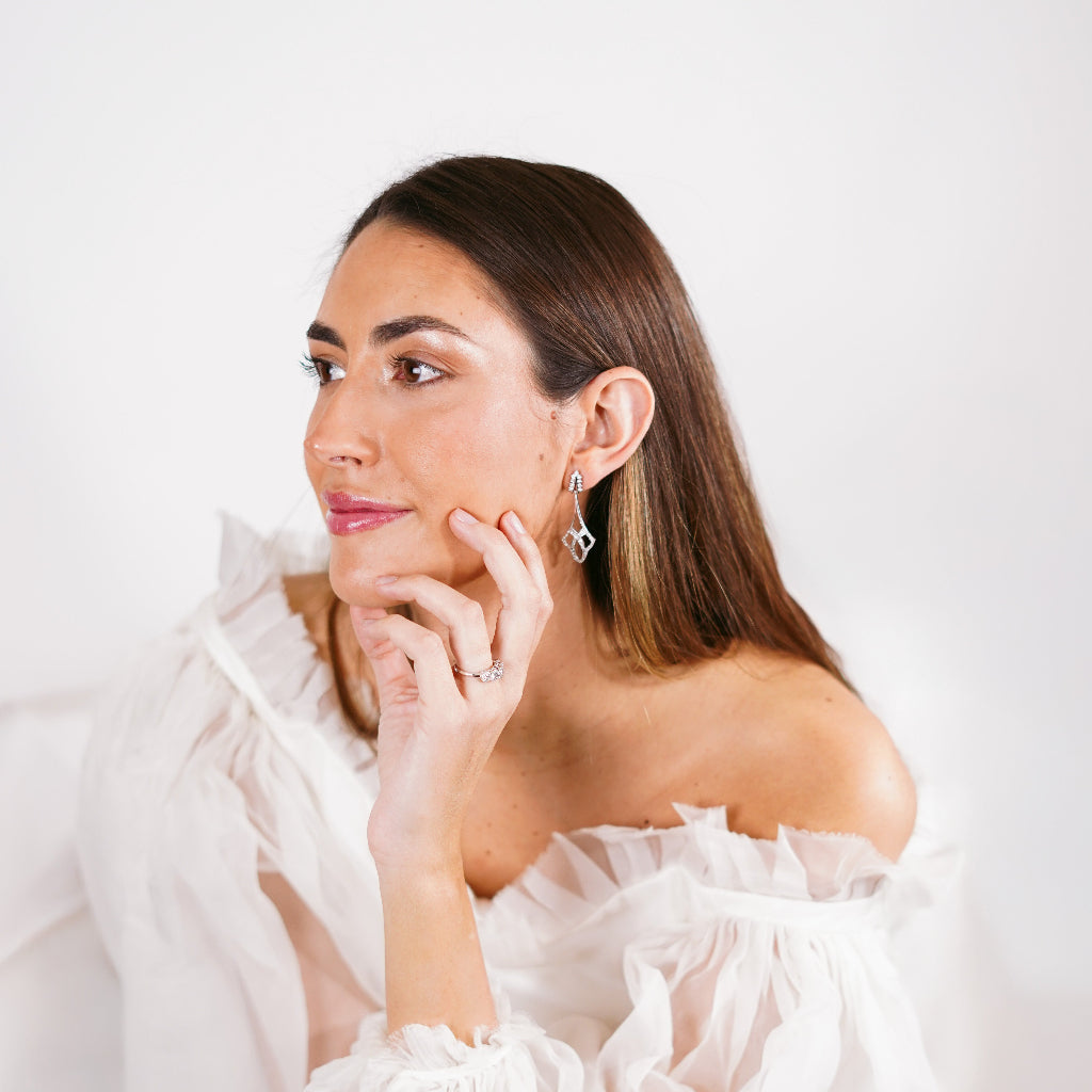 Pendientes de novia oro de 18k con diamantes estilo vintage