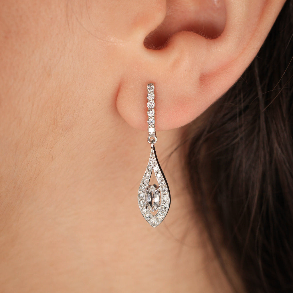 pendientes de novia oro blanco y diamantes